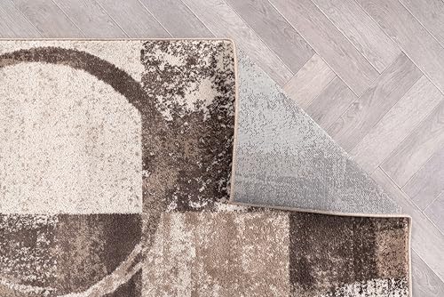 Rugshop Contemporary Abstract Circle Design Soft Area Rug 5'3" x 7'3" Gray