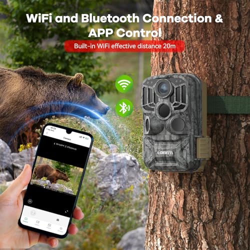 DEATTI Trail Camera 48MP 4K Game Camera with 8 Batteries & 32G SD Card,Bluetooth Connection,No Glow Night Vison Motion Activated Waterproof for Wildlife Deer Outdoor 0.1s Trigger Time