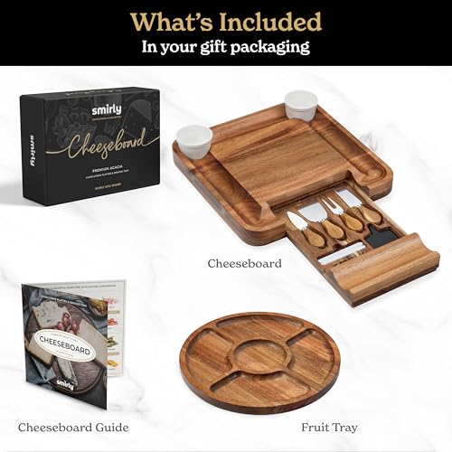 SMIRLY Charcuterie Boards Gift Set: Charcuterie Board Set, Acacia Cheese Board Set - House Warming Gifts New Home, Wedding Gifts for Couple, Bridal Shower Gift