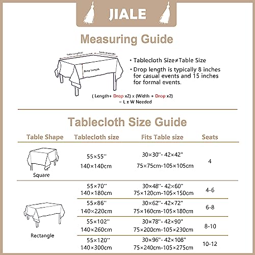 JIALE Table Cloth Rectangle Table, Heavy Duty Cotton Linen Waterproof Tablecloths Farmhouse Tablecloth, Soft and Wrinkle Free Table Cover with Tassels, Square, 55''x55'', 4 Seats