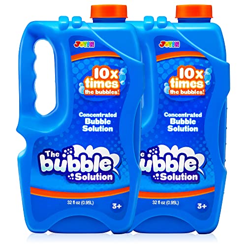 JOYIN 2 Bottles Bubbles Refill Solutions 64 oz (up to 5 Gallon) Big Bubble Solution 64 OZ Concentrated Bubble Solution for Bubble Machine, Gun, Wand Refill Fluid Summer, Easter Toys (Blue)