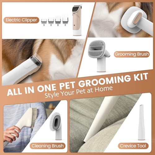 FIXR Dog Grooming Vacuum & Dog Hair Vacuum, 11000Pa Suction Power Dog Vacuum for Shedding Grooming, Pet Vacuum Grooming Kit with 4 Grooming Tools, Low Noise, 2.5L, Perfect for Pet Hair Grooming, PG50