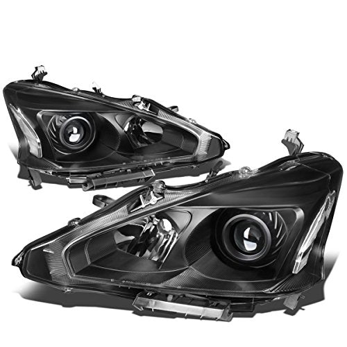 DNA MOTORING HL-OH-NA13-BK-CL1 Black Housing Clear Side Projector Headlights Replacement For 13-15 Altima Sedan