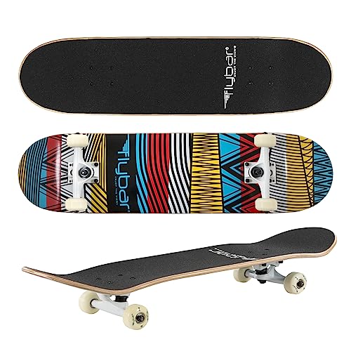 Flybar Complete Skateboard for Beginners – 31 Inch Kids Skateboard, 7 Ply Maple Wood Concave Double Kick Skateboard Deck, Lightweight, Non-Slip, for Boys and Girls, Ages 6 and Up (Aztec 31)