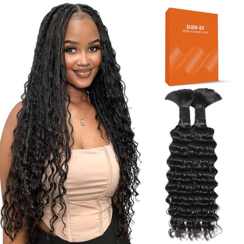 Human Braiding Hair for Boho Braids #4/27 Deep Wave Bulk Human Boho Hair for Braiding 12A Virgin Curly Human Hair for Boho Knotless Braids Human Hair Bundles (Deep wave (#4/27), 14 Inch)