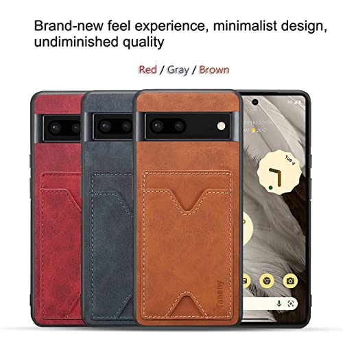 HAII Card Holder Case for Google Pixel 7A 2023, Premium PU Leather Wallet Case with Card Slots Shockproof Protective Case for Google Pixel 7A 2023 (Brown)