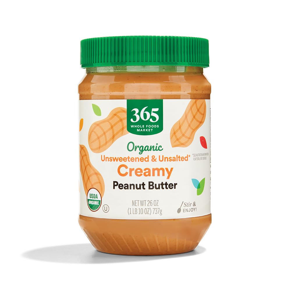 365 By Whole Foods Market, Peanut Butter Creamy Unsweetened No Salt Organic, 26 Ounce