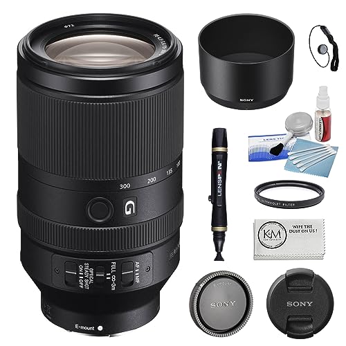 Sony FE 70-300mm f/4.5-5.6 G OSS Lens Bundled with 72mm UV Filter + 5-Piece Camera Cleaning Kit + Cleaning Lens Pen + Lens Cap Keeper + Microfiber Cleaning Cloth (6 Items)