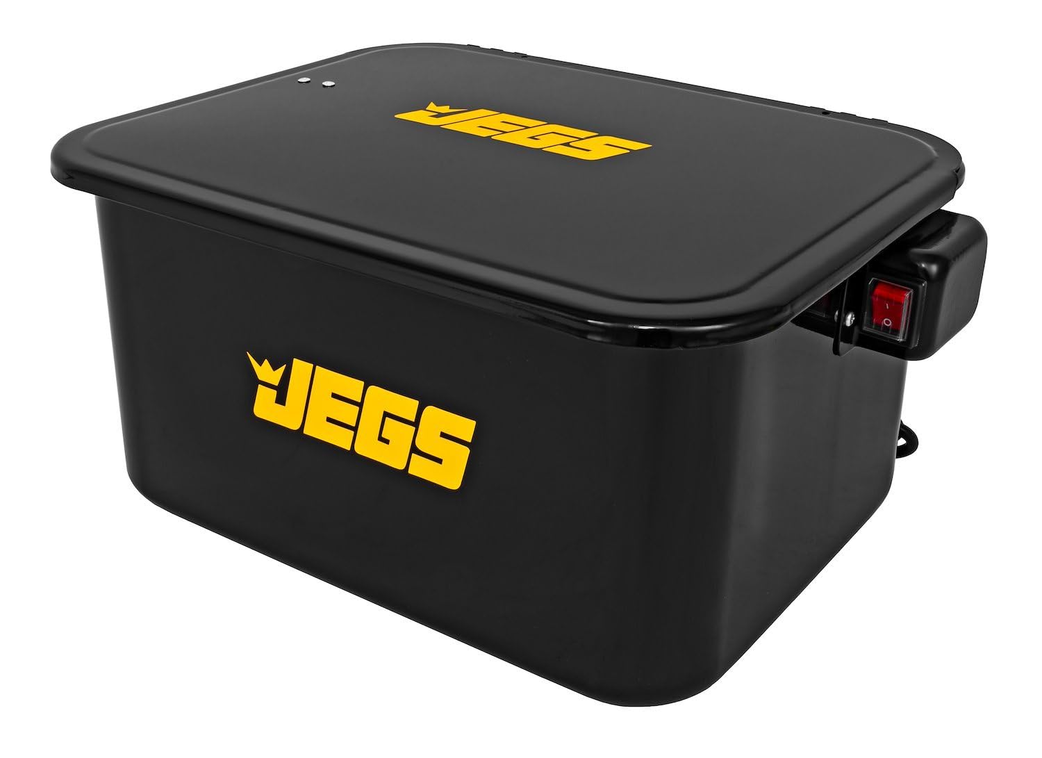 JEGS 5-Gallon Portable Parts Washer | 3.5 Gallon Solvent Capacity | 3.96 Gallon Per Minute Max Pump Output | Heavy Duty Steel | Powder Coated Black with JEGS Logo