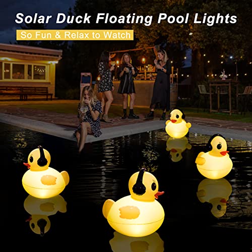 Floating Solar Pool Lights, 16 inch Waterproof Pool Lights that Float, Light up LED Pool Accessories, Glow Duck Pool Light, Inflatable Solar Powered Floating Light for Pools,Pond,Hot tub,Party-2pcs