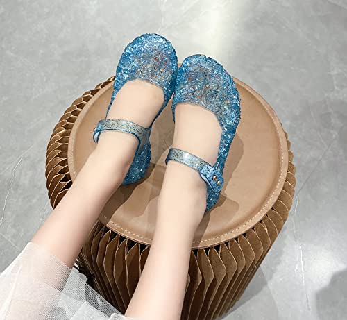 OMGard Jelly Shoes for Girls, Snow Queen Princess Birthday Sandals for Little Girls, Pink Toddler Glitter Sandals Size 1.5, Frozen Inspired Party Cosplay Costumes Dress Flats