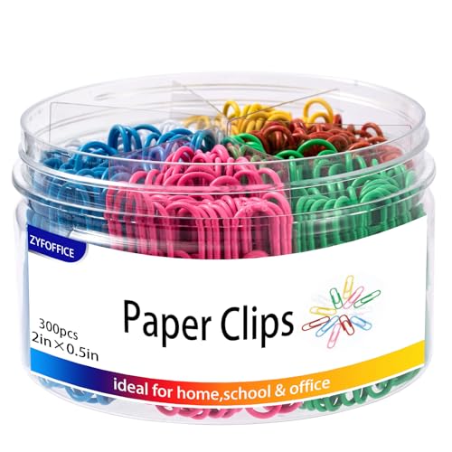 Macaron Colored Paper Clips, Large Paper Clip, 2" Jumbo Paper Clips,300pcs Big Paper Clips for Office Supplies