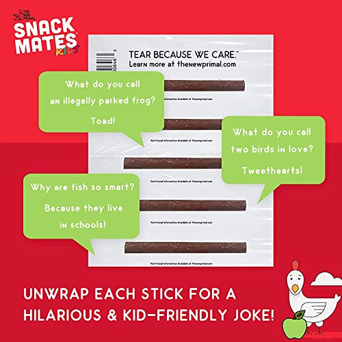 The New Primal Snack Mates Chicken & Apple Sticks, Gluten Free Healthy Snacks for Kids, Low Sugar High Protein Back to School Snacks, Mini Paleo Jerky Meat Stick, 7g Protein, 60 Calories, 10 Pack