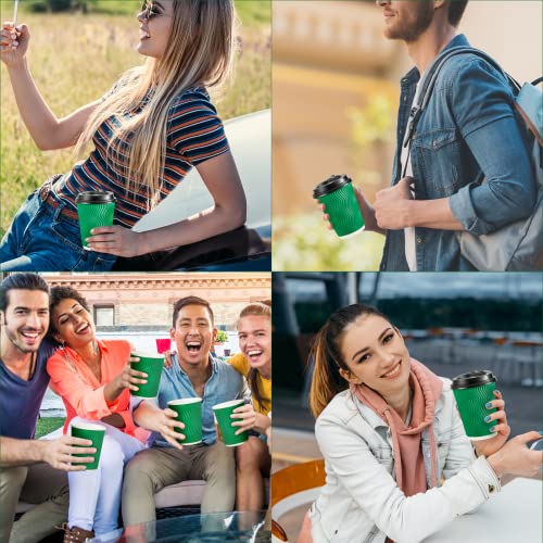 DAILYPACK 100 Count 12 OZ Coffee Cups with Lids, Insulated Ripple Wall Paper Hot Coffee Paper Cups for Hot Drinks