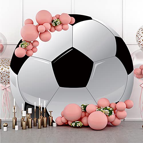 Leyiyi 6.5x6.5ft Abstract White Volleyball Round Backdrop Cover Polyester Outdoor Sports Themed Photography Background Volleyball Party Photo Backdrop Boys Girls Birthday Party Deecorations Banner