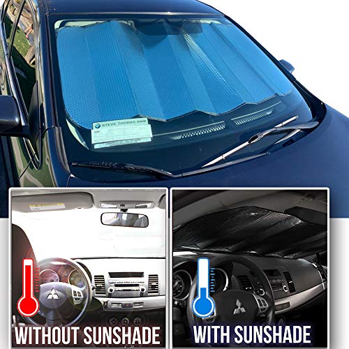 Big Hippo Front Car Sunshade Windshield-Jumbo/Standard Sun Shade Keeps Vehicle Cool-UV Ray Protector Sunshade-Easy to Use Sun Shade-Silver(55.16"X 27.5")