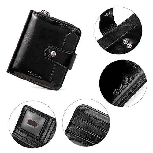 BOSTANTEN Leather Wallets for Women RFID Blocking Zipper Pocket Small Bifold Wallets Card Case Grey