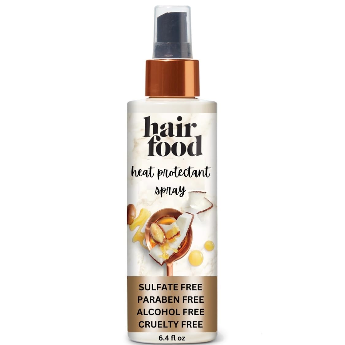 Hair Food Coconut & Argan Oil Heat Protectant Leave-In Spray for All Hair Types, 450°F Heat Protection, Sulfate-Free, Paraben-Free, Dye-Free, Alcohol-Free, Adds Shine, 6.4 Fl Oz