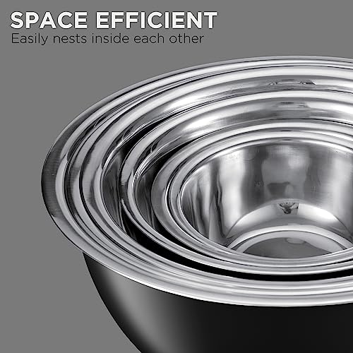 COOK WITH COLOR Stainless Steel Mixing Bowls - 6 Piece Stainless Steel Nesting Bowls Set includes 6 Prep Bowl and Mixing Bowls