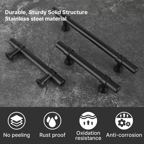 goldenwarm 10 Pack Black Cabinet Pulls 4 inch Drawer Pulls Kitchen Cabinet Handles Modern Cabinet Door Handles T Bar Drawer Pulls Black Dresser Handles