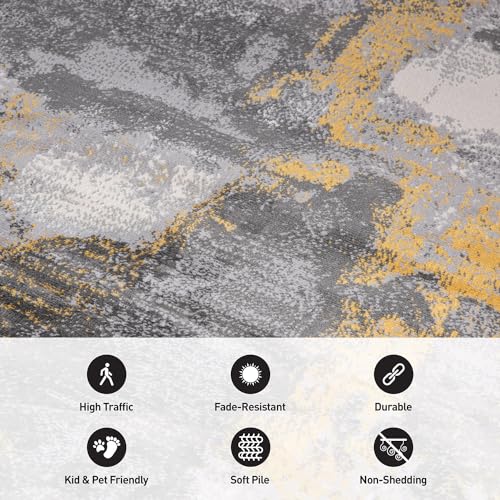 Rugshop Brighton Modern Abstract Stain Resistant Soft Area Rug 2' x 3' Yellow