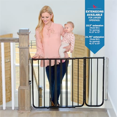 Cardinal Gates SS30 Stairway Special Baby Gate for Stairs - Adjustable Indoor Dog Gate - Aluminum Safety Gate for Kids & Pets - Can be Installed at Angles - 27 to 42.5 Inches Wide - White