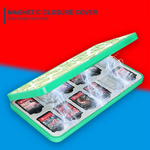 Aconcise One Game Card Case for Nintendo Switch Games, Slime and Portable Carrying Storage Travel Box with 24 Card Slots, Hard Shell Protective and Durable (Leaves)
