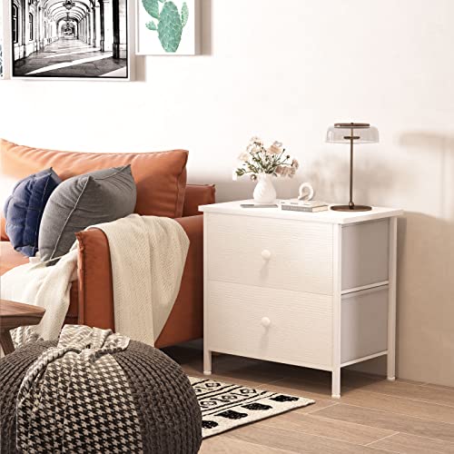 BOLUO Black Nightstand 2 Drawer Dresser for Bedroom,Small Night Stand End Table with Fabric Drawers Modern