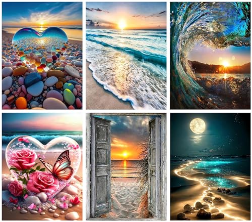 KINPLUB 5D Diamond Painting Kits for Adults, Moon Waterfall Diamond Art Kits for Beginners, DIY Full Round Drill Moonlight Landscape Paint with Diamond Dots, Home Wall Decor 12 x 16 Inch