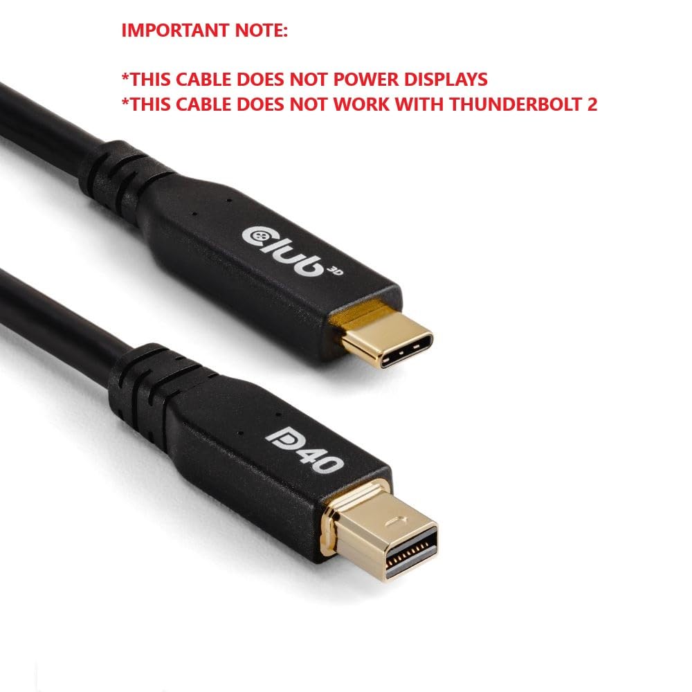 Club 3D CAC-1561 USB Type C Cable to Mini DP 2.1 Bi-Directional VESA DP40 Certified Cable M/M 2m/6.56ft