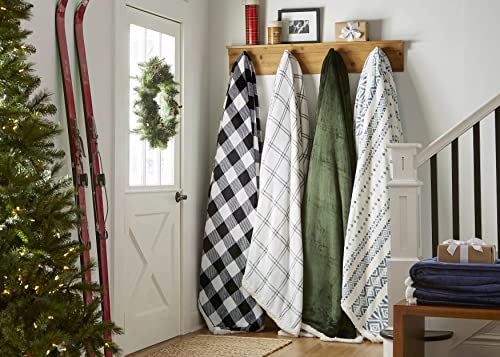 Eddie Bauer - Queen Blanket, Reversible Fleece & Faux Shearling Bedding, Perfect for Layering, Dorm Essentials (Solid Navy)