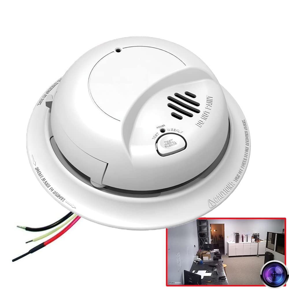 SecureGuard 1080P HD Smoke Detector WiFi Spy Camera P2P Wi-Fi Fire Alarm Hidden Nanny Cam Spy Camera, Ceiling Mount, 110V AC Connector (9120 Model)