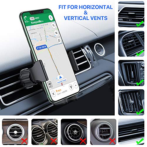 Miracase Phone Holders for Your Car with Newest Metal Hook Clip, Air Vent Cell Phone Car Mount, Hands Free Universal Automobile Cradle Fit for iPhone Android and All Smartphones, Classic Black