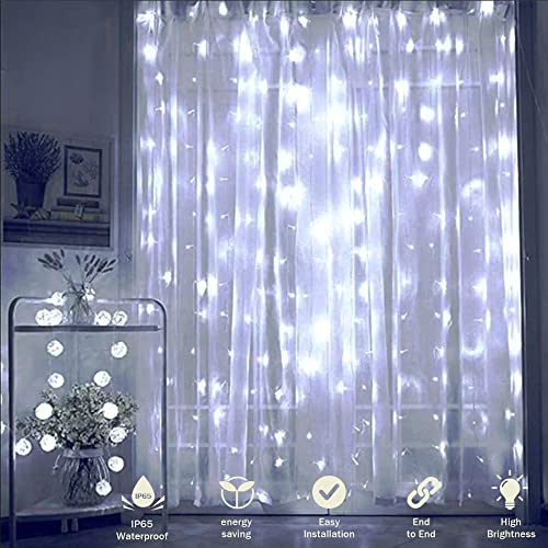 oopswow 304 LED Curtain Lights,8 Modes Hanging Wall Lights Outdoor,Plug in Fairy Curtain String Lights for Window,Ceiling,Party Backdrop,Wedding,Christmas,Halloween,Bedroom Decor(Green)