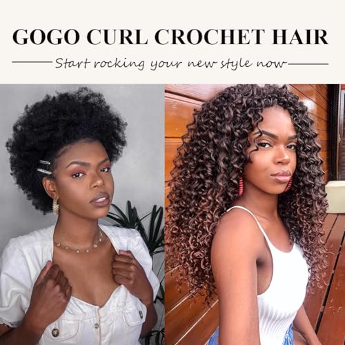 GoGo Curl Crochet Hair 7 Packs Water Wave Crochet Hair for Women 8 Inch Short Curly Crochet Braids Hair Deep Wave Braiding Hair for Boho Braids (8 Inch, 1B)