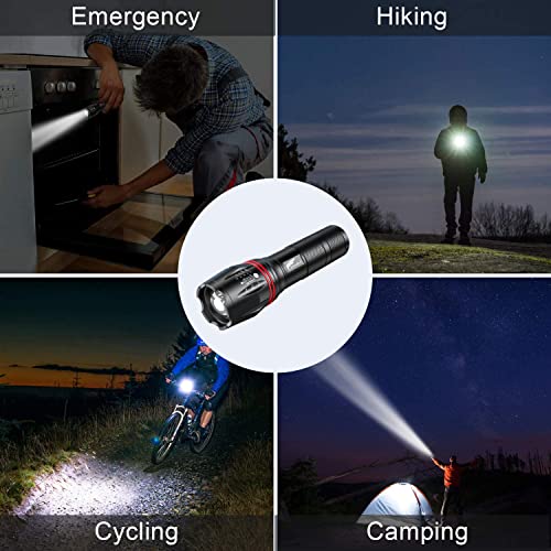 HAUSBELL High Lumen A100 LED Flashlight, Bright & Zoomable Tactical Flashlights Flash Light, with 2 Modes for Emergency and Outdoor Use Camping Accessories(4 Pack)