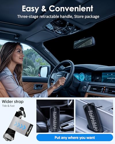 Car Windshield Sun Shade Umbrella, Sunshade for Car Windshield Foldable Cover Visor UV Ray Reflector, Car Sun Shade Windshield for Auto Trucks Sedan SUV Keeps Vehicle Cool Heat Insulation (Midsize)