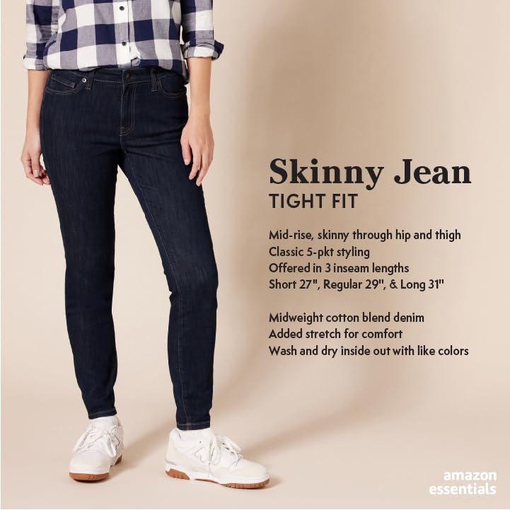 Amazon Essentials Women's Skinny Jean, Light Blue Bleach, 20 Short