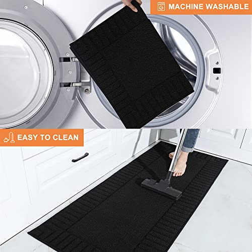 BEQHAUSE-Kitchen-Rugs-and-Mats Non Slip Kitchen Mats for Floor Absorbent Kitchen Rugs Machine Washable Kitchen Floor Mat,Black 20”x30”