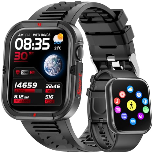 Smart Watch for Men Women 𝟐𝟎𝟐𝟒 𝐔𝐩𝐠𝐫𝐚𝐝𝐞𝐝 Bluetooth Call 1.85"Fitness Tracker Smartwatch for iOS Andriod Phones with Step/Heart Rate/Sleep Monitor,Complimentary Sporty Watch Case and Band