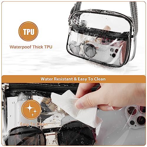 BOSTANTEN Clear Bag Stadium Approved Crossbody Bags Small Clear Purse with Adjustable Strap for Concerts Sports Black