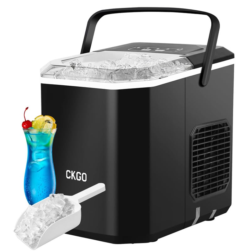 Ice Maker Countertop, 9 Cubes in 6 Mins, 26 lbs per Day, Portable Bullet Ice Machine, Self-Cleaning Ice Makers with Basket and Scoop, Ideal for Home, Kitchen, Camping, RV (26 lbs/24h, Silver, 1)