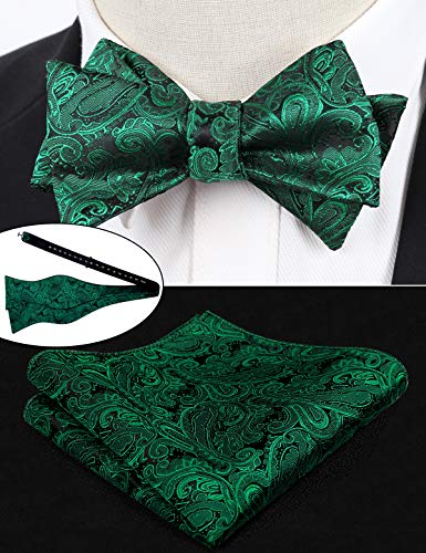 Alizeal Men's Paisley Cummerbund and Self-tied Bow Tie Hanky (Plum Purple)