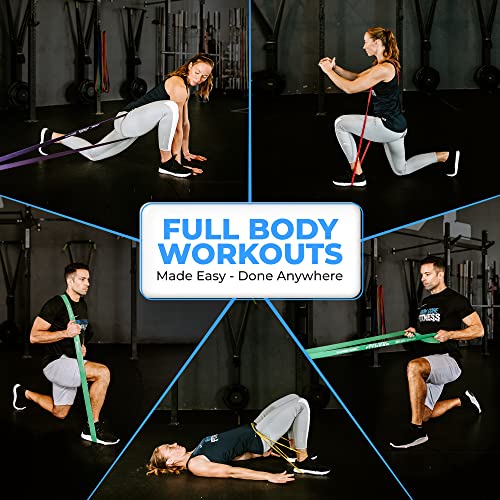Chin up Assist Exercise Bands. Resistance Pull Up Bands Set of 5 Gym Quality Light Medium Heavy Long Mobility Powerlifting.