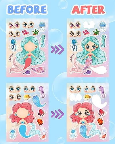 24 Pcs Make Your Own Animal Sticker Sheets for Kids, 2 Sheets 12 Animals Stickers with Safaris, Sea Animals Face Stickers for Kids Toddlers Crafts Activities Gift Bags Birthday Party Favors Supplies