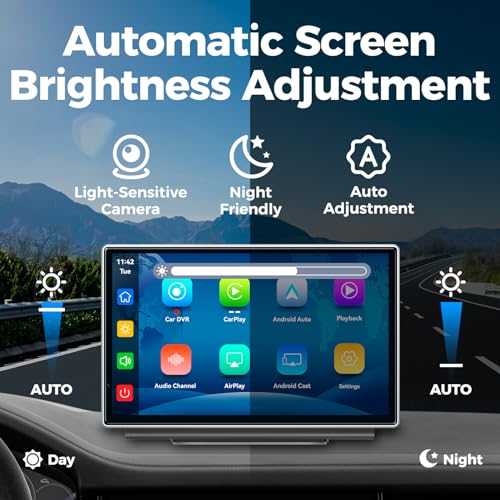 JATAZA 7" Wireless Apple CarPlay Android Auto Screen for Car - 4K Dash Cam, GPS Navigation, HD Touchscreen, AirPlay, 1080P Backup Camera, Car Stereo