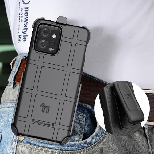 Nakedcellphone Holster Series for Motorola ThinkPhone Case, Special Ops Armor Rugged Shield Protective Cover and [Rotating Ratchet] Belt Clip - Black