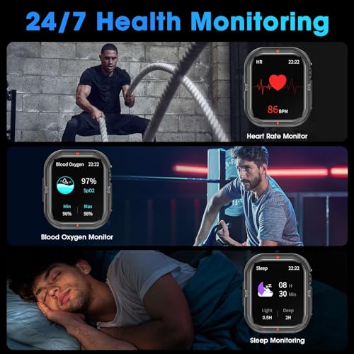 Smart Watch for Men Women 𝟐𝟎𝟐𝟒 𝐔𝐩𝐠𝐫𝐚𝐝𝐞𝐝 Bluetooth Call 1.85"Fitness Tracker Smartwatch for iOS Andriod Phones with Step/Heart Rate/Sleep Monitor,Complimentary Sporty Watch Case and Band