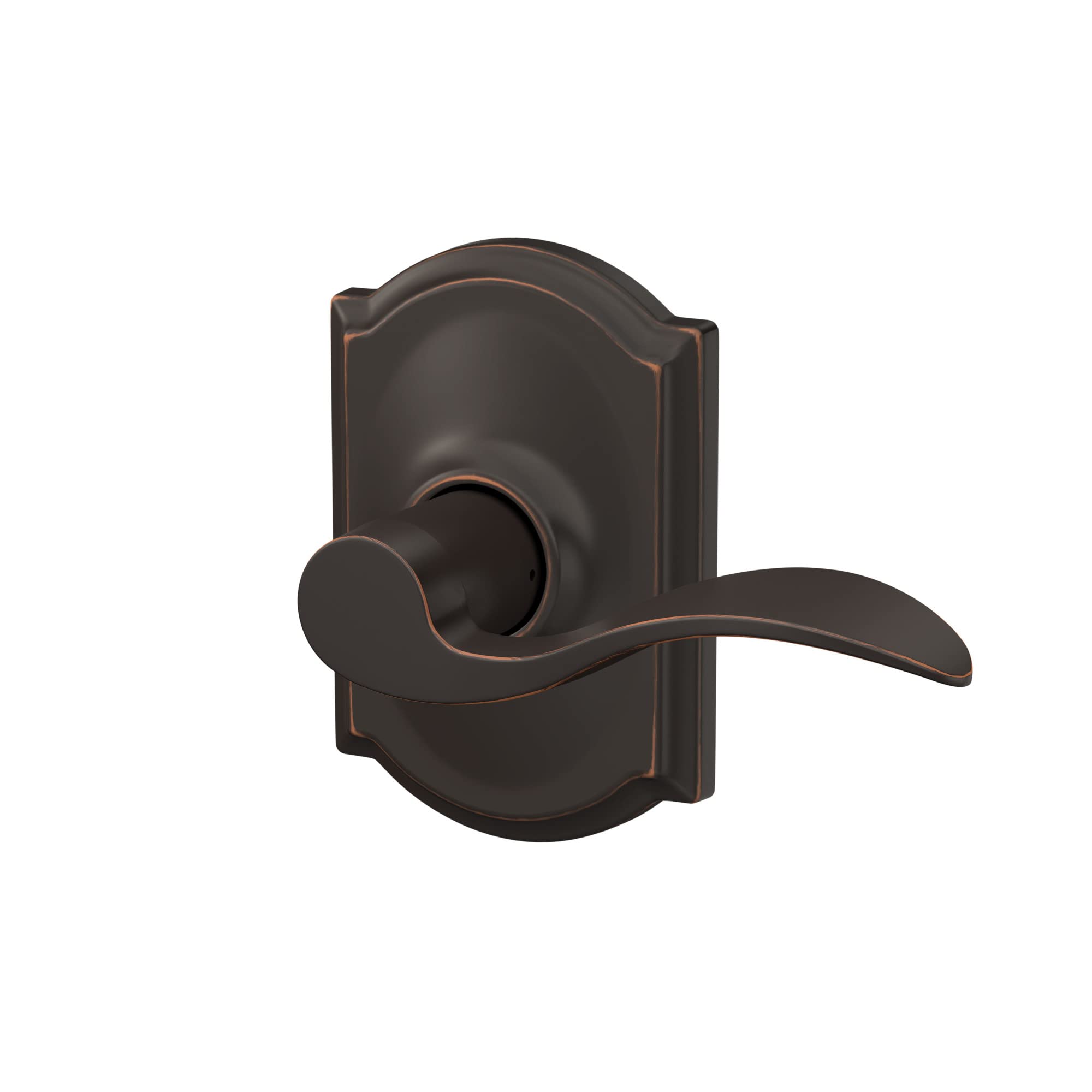 Schlage F10 ACC 716 CAM Accent Door Lever with Camelot Trim, Hall & Closet Passage Lock, Aged Bronze