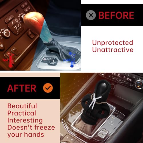 Yajeea Car Gear Shift Hoodie, Funny Mini Hoodie Car Decor, Winter Warm Universal Fit Shift Knob Cover, Automotive Interior Decoration Accessories Gift (Black)